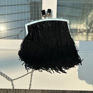 Le Chateau Black Fringe Evening Clutch